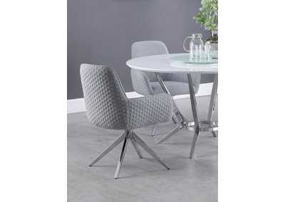 Image for Abby Flare Arm Side Chair Light Grey and Chrome