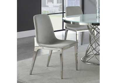 Image for Irene Upholstered Side Chairs Light Grey and Chrome (Set of 4)