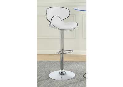 Image for Edenton Upholstered Adjustable Height Bar Stools White and Chrome (Set of 2)