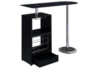 Koufax 1-drawer Bar Table Glossy Black,Coaster Furniture