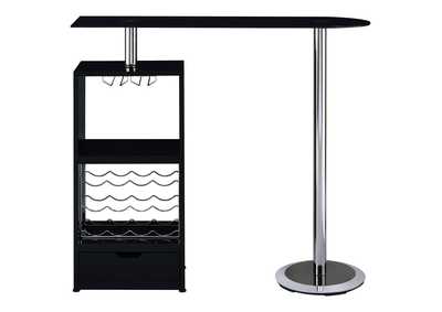 Koufax 1-drawer Bar Table Glossy Black,Coaster Furniture