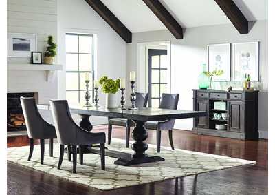 Image for Phelps Rectangular Trestle Dining Set Antique Noir and Grey