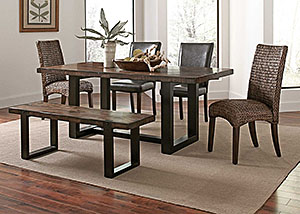 Image for Brown/ Black Dining Table w/ 4 Side Chairs & Bench