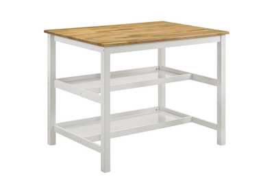 Image for Hollis Kitchen Island Counter Height Table Brown and White