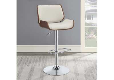 Image for Folsom Upholstered Adjustable Bar Stool Ecru and Chrome