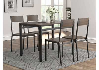 Image for Lana 5-piece Dining Set Ark Brown and Matte Black