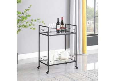 Curltis Serving Cart with Glass Shelves Clear and Black,Coaster Furniture