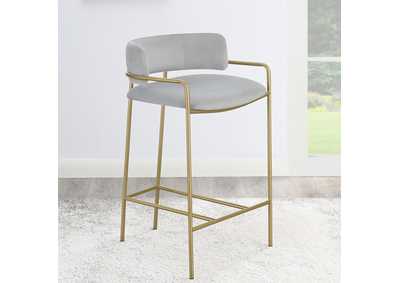 Image for Comstock Upholstered Low Back Stool Grey and Gold