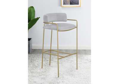 Image for Comstock Upholstered Low Back Stool Grey and Gold