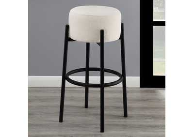 Leonard Upholstered Backless Round Stools White and Black (Set of 2)