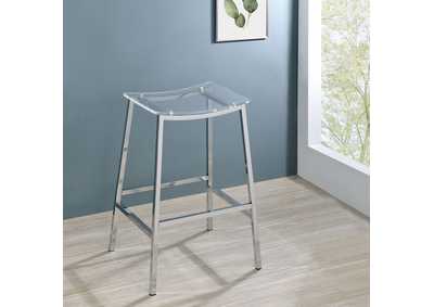 Jovani Acrylic Backless Bar Stools Clear and Chrome (Set of 2)