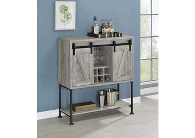 Image for Claremont Sliding Door Bar Cabinet with Lower Shelf Grey Driftwood