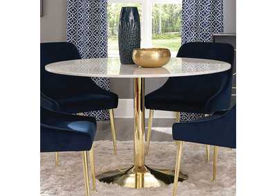 Image for Kella Round Dining Table Natural Marble and Gold