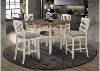 Image for Sarasota 5-piece Round Counter Dining Set Nutmeg and Rustic Cream