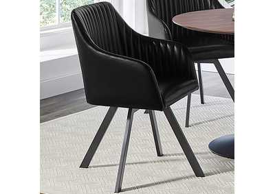 Image for Tufted Sloped Arm Swivel Dining Chair Black and Gunmetal