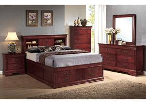 Image for Louis Philippe Cherry Queen Storage Bed