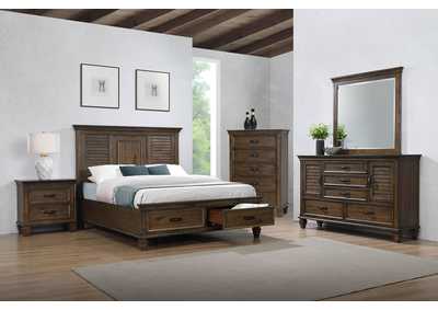 Image for Franco 5-piece Eastern King Storage Bedroom Set Burnished Oak