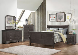 Dark Grey Twin Bed w/Dresser and Mirror