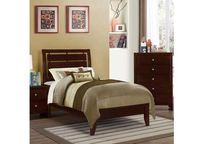 Serenity Twin Panel Bed With Cut-Out Headboard Rich Merlot,Coaster Furniture