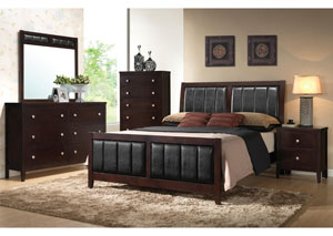Solid Wood & Veneer Queen Bed w/Dresser & Mirror