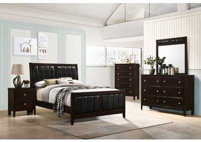 Carlton 4-piece Full Upholstered Bedroom Set Cappuccino and Black