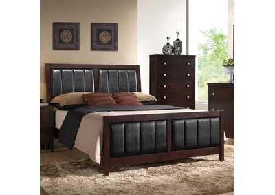 Carlton Eastern King Upholstered Bed Cappuccino and Black,Coaster Furniture