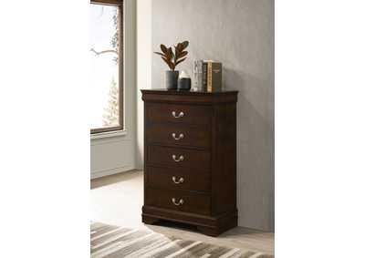 Image for Louis Philippe 5-drawer Chest with Silver Bails Cappuccino