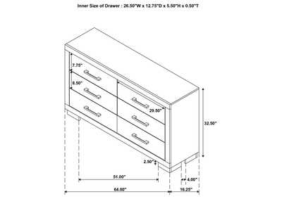 Jessica 6-drawer Dresser White,Coaster Furniture