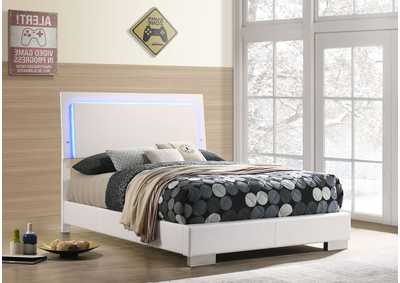 Felicity Full Panel Bed with LED Lighting Glossy White