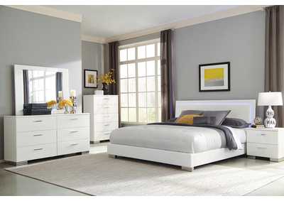 Felicity 6-Piece Bedroom Set Glossy White With Led Bed Headboard,Coaster Furniture