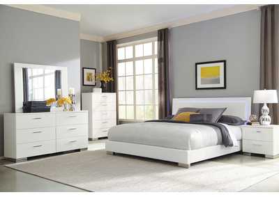 Felicity Eastern King Panel Bed with LED Lighting Glossy White,Coaster Furniture