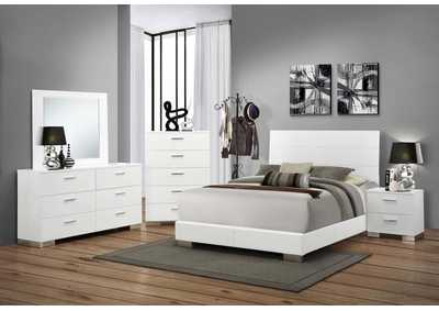 Felicity 6-Piece Bedroom Set Glossy White With Plank Headboard,Coaster Furniture