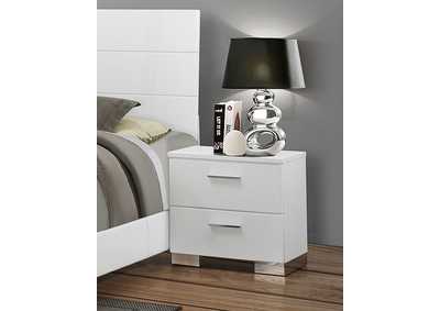 Felicity 2-drawer Nightstand Glossy White,Coaster Furniture
