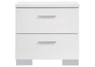 Felicity 2-drawer Nightstand Glossy White,Coaster Furniture
