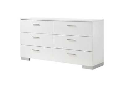 Felicity 6-drawer Dresser Glossy White,Coaster Furniture