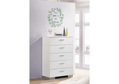 Felicity 5-drawer Chest Glossy White,Coaster Furniture