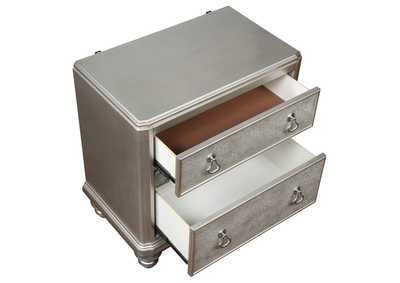 Bling Game 2-drawer Nightstand Metallic Platinum,Coaster Furniture