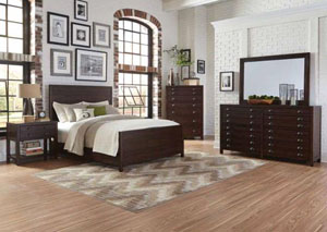 Acacia/Cocoa Medium Queen Bed w/Dresser and Mirror