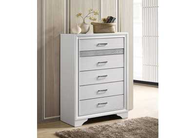 Image for Miranda 5-drawer Chest White and Rhinestone