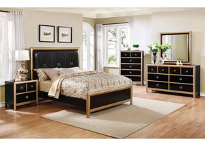 Image for Black/Gold Eastern King Bed w/Dresser and Mirror