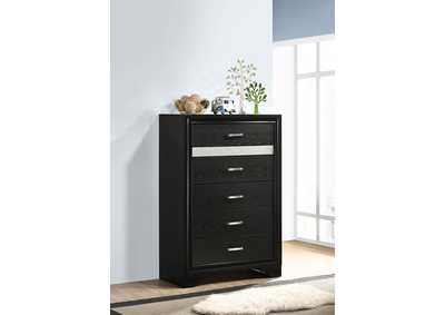 Image for Miranda 5-drawer Chest Black and Rhinestone