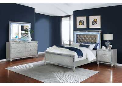 Image for Gunnison 4-piece Eastern King Bedroom Set with LED Lighting Silver Metallic