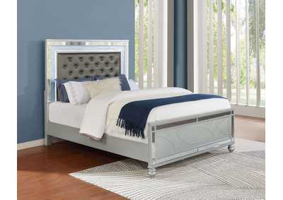 Image for Gunnison Eastern King Panel Bed with LED Lighting Silver Metallic