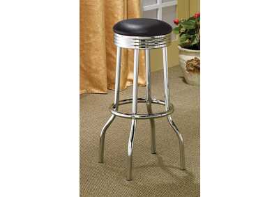 Image for Theodore Upholstered Top Bar Stools Black and Chrome (Set of 2)