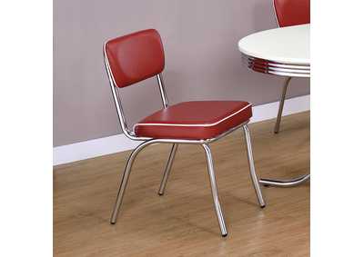 Image for Retro Open Back Side Chairs Red and Chrome (Set of 2)