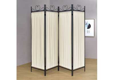 Image for Dove 4-panel Folding Screen Beige and Black