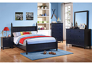 Image for Navy Blue Full Bed, Dresser & Mirror