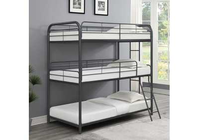 Garner Triple Bunk Bed with Ladder Gunmetal