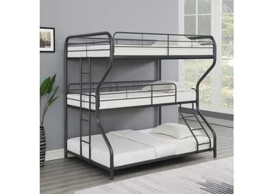 Garner Triple Bunk Bed with Ladder Gunmetal