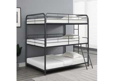 Garner Triple Bunk Bed with Ladder Gunmetal